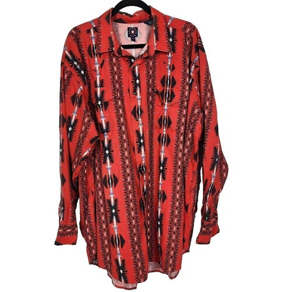 Panhadle Slim Shirt Aztec Print Southwestern Red Button Down Cowboy Rodeo XXL - Picture 1 of 10
